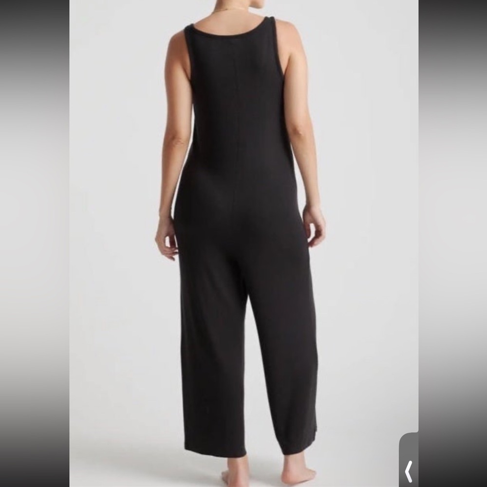 Quince Black Tencel Rib Maternity & Nursing Jumpsuit - Picture 2 of 7
